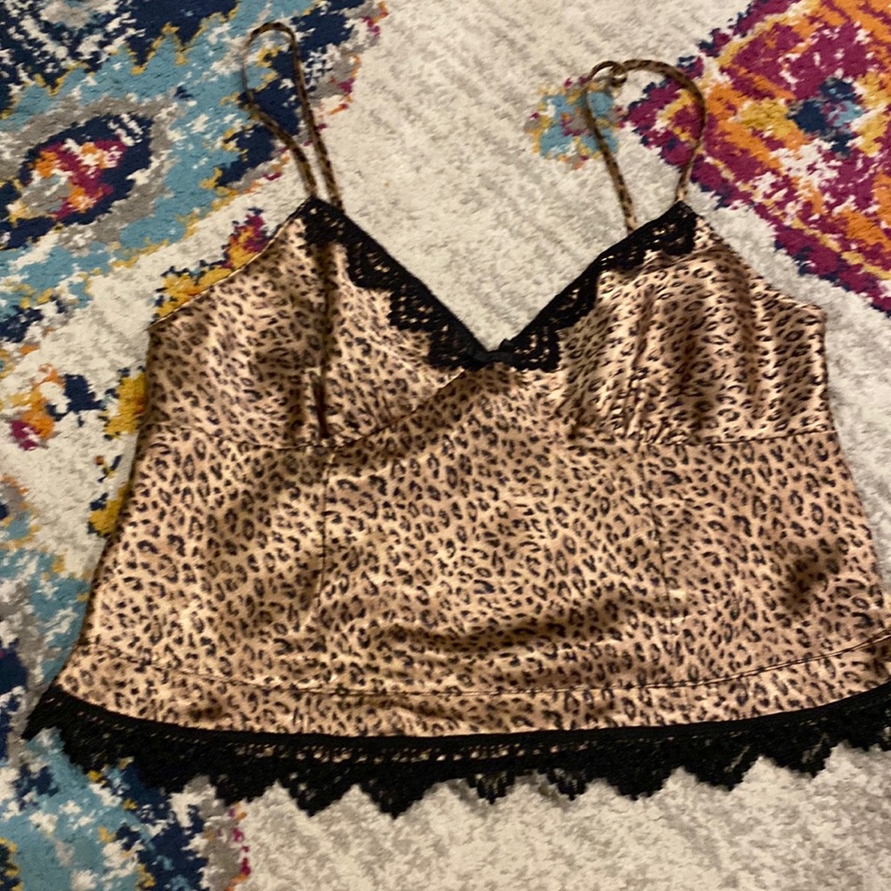 Cute cheeta lingerie style crop top